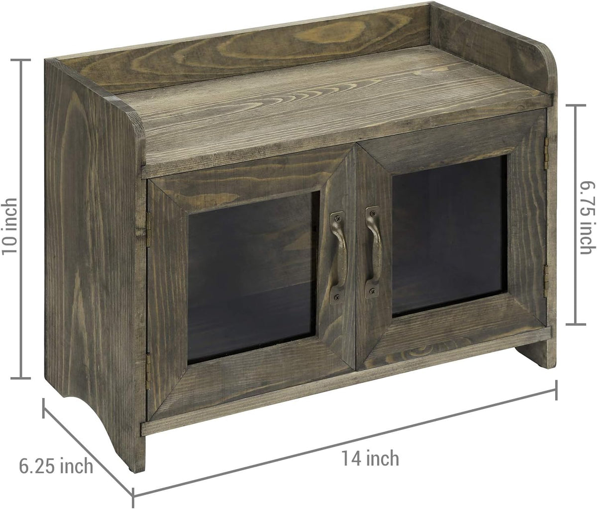 Rustic Gray Wood Storage Cabinet Shelves with Glass Windows Pack of 2 H654752